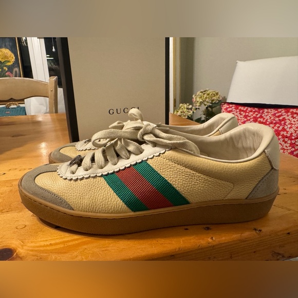 Gucci Tricolor Leather and Suede G74 Sneakers Size 38+, 8.5, includes box - Picture 5 of 10